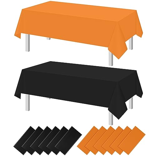 Halloween Orange and Black Rectangle Tablecloth, 54 x 108 inch, 12 pack
