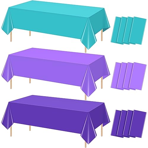 Mermaid Blue and Purple Rectangle Tablecloth, 54 x 108 inch, 12 pack