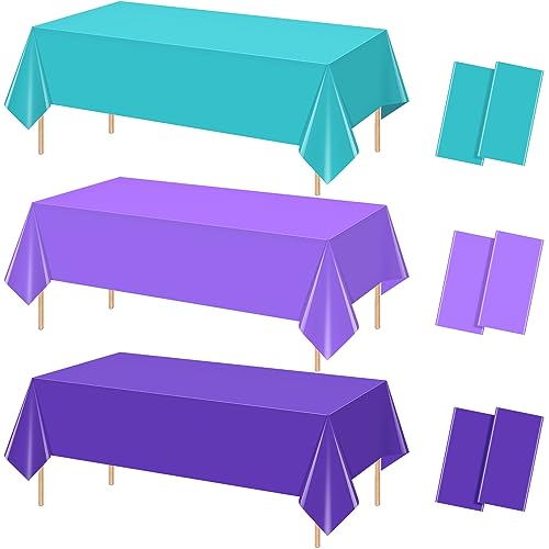 Mermaid Blue and Purple Rectangle Tablecloth, 54 x 108 inch, 6 pack