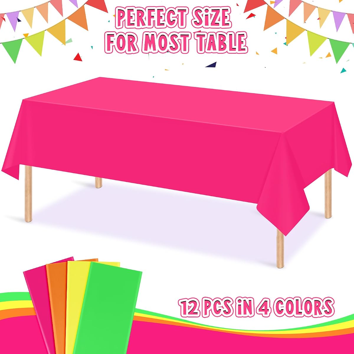 Neon Rectangle Tablecloth, 54 x 108 inch, 12 pack view 2