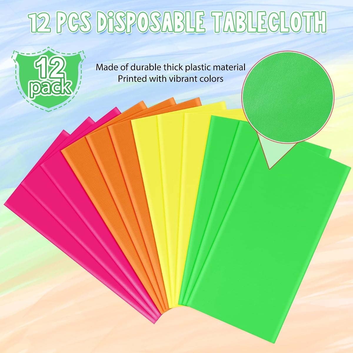 Neon Rectangle Tablecloth, 54 x 108 inch, 12 pack view 4