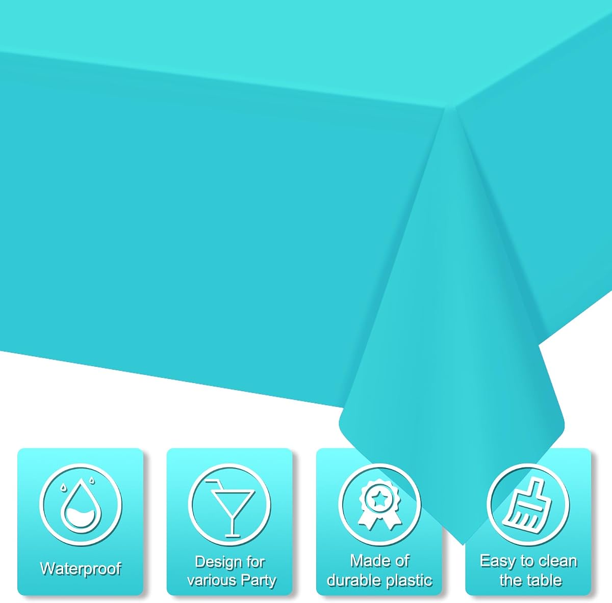 Ocean Blue Rectangle Tablecloth, 54 x 108 inch, 12 pack view 3