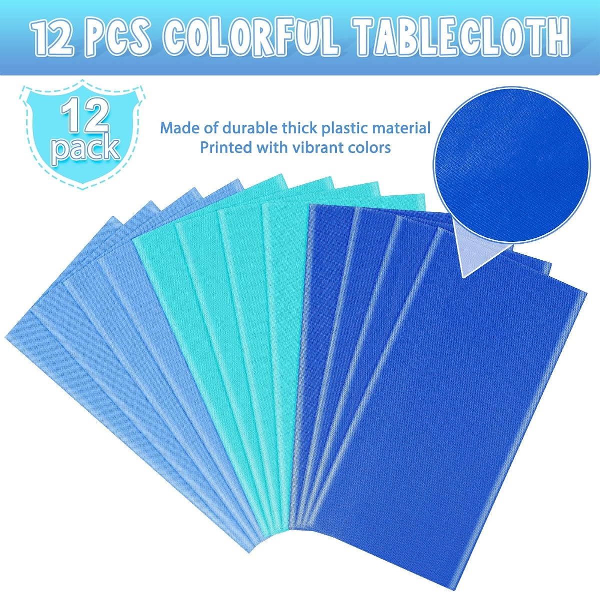 Ocean Blue Rectangle Tablecloth, 54 x 108 inch, 12 pack view 4