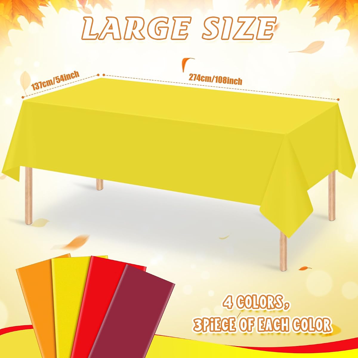 Orange and Brown Rectangle Tablecloth, 12 pack view 2