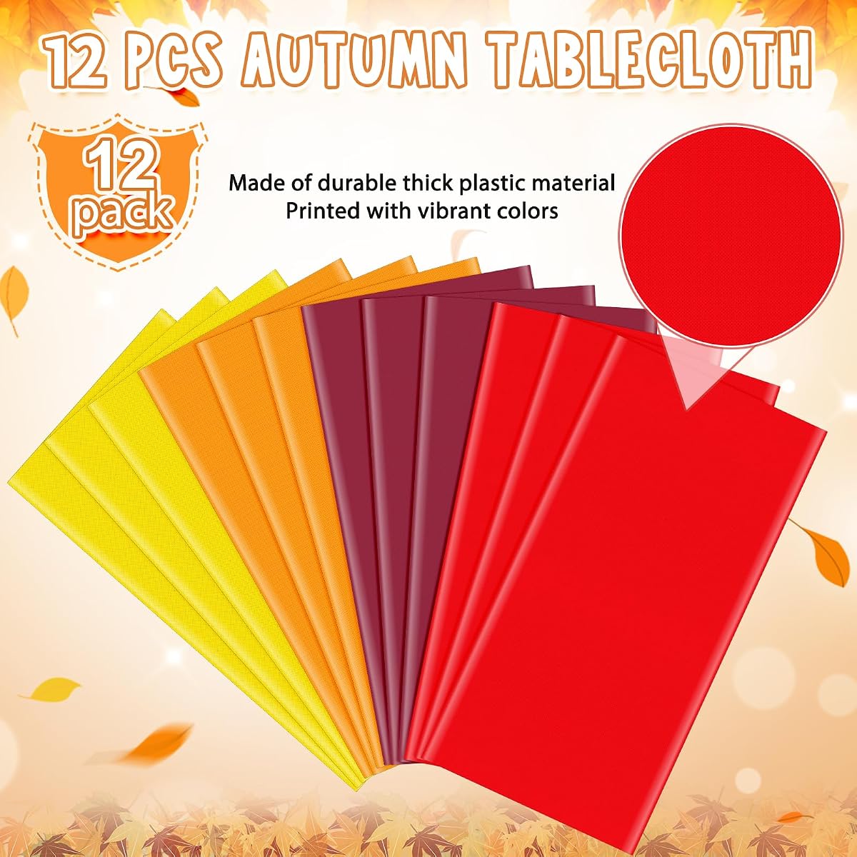 Orange and Brown Rectangle Tablecloth, 12 pack view 4