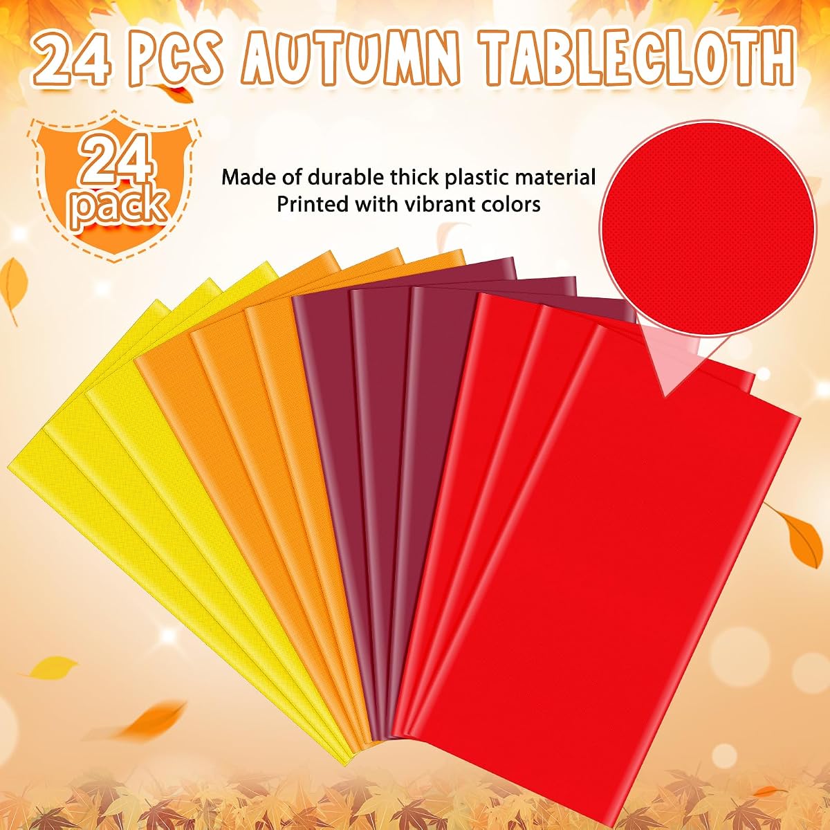 Orange and Brown Rectangle Tablecloth, 54 x 108 inch, 24 pack view 4