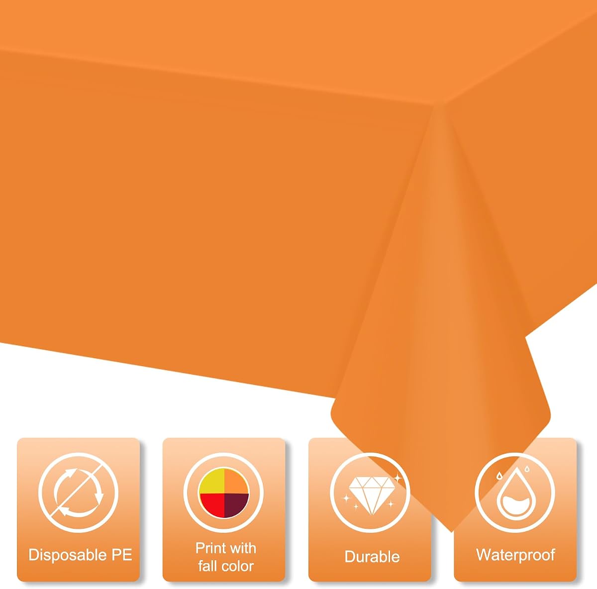 Orange and Brown Rectangle Tablecloth, 54 x 108 inch, 4 pack view 3