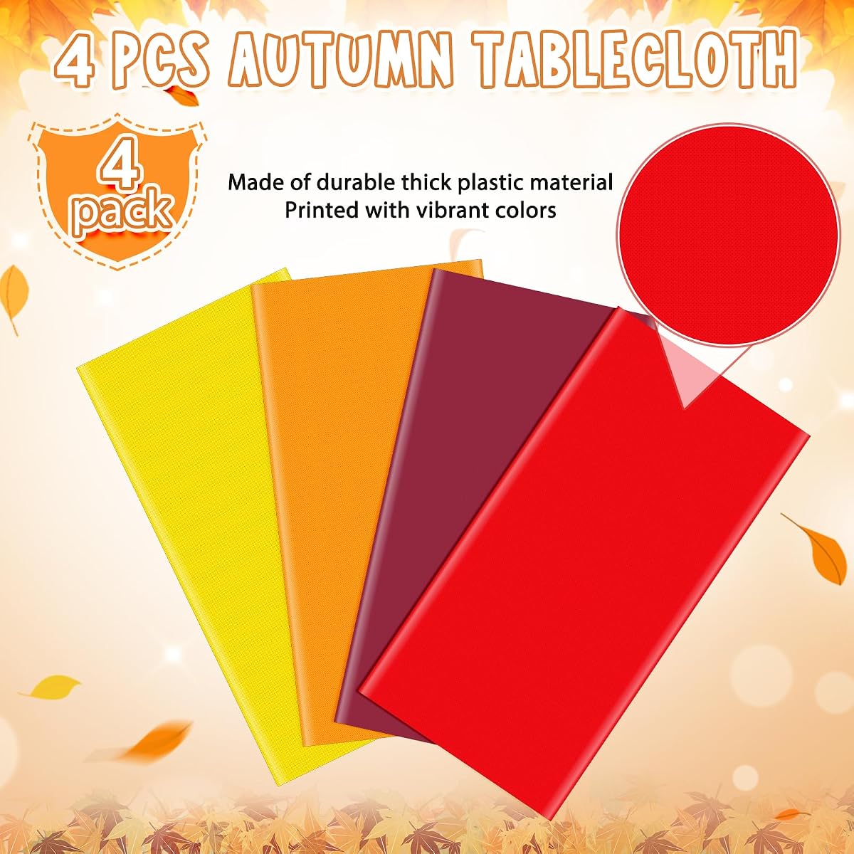 Orange and Brown Rectangle Tablecloth, 54 x 108 inch, 4 pack view 4