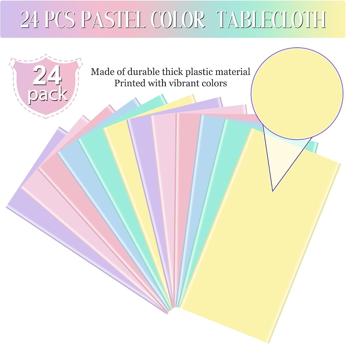 Pastel and Mix Color Rectangle Tablecloth, 54 x 108 inch, 24 pack view 4