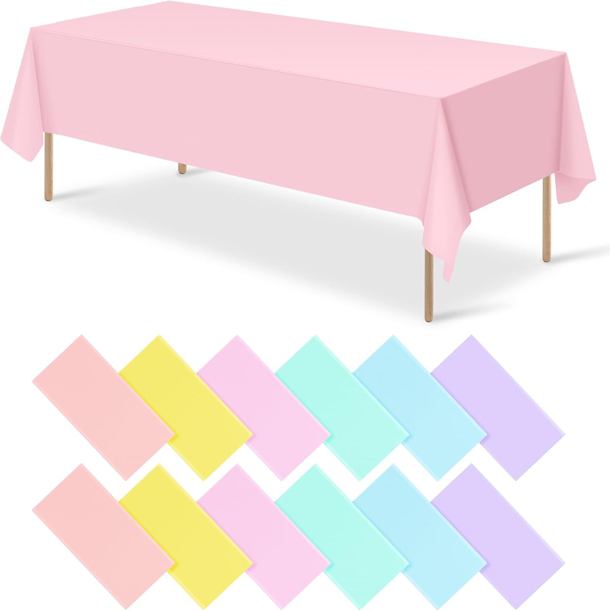 Pastel and Mix Color Rectangle Tablecloth 8SN7, 54 x 108 inch, 12 pack view 2