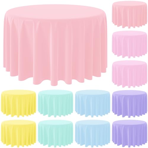 Pastel and Mix Color Round Tablecloth, 84 inch round, 12 pack