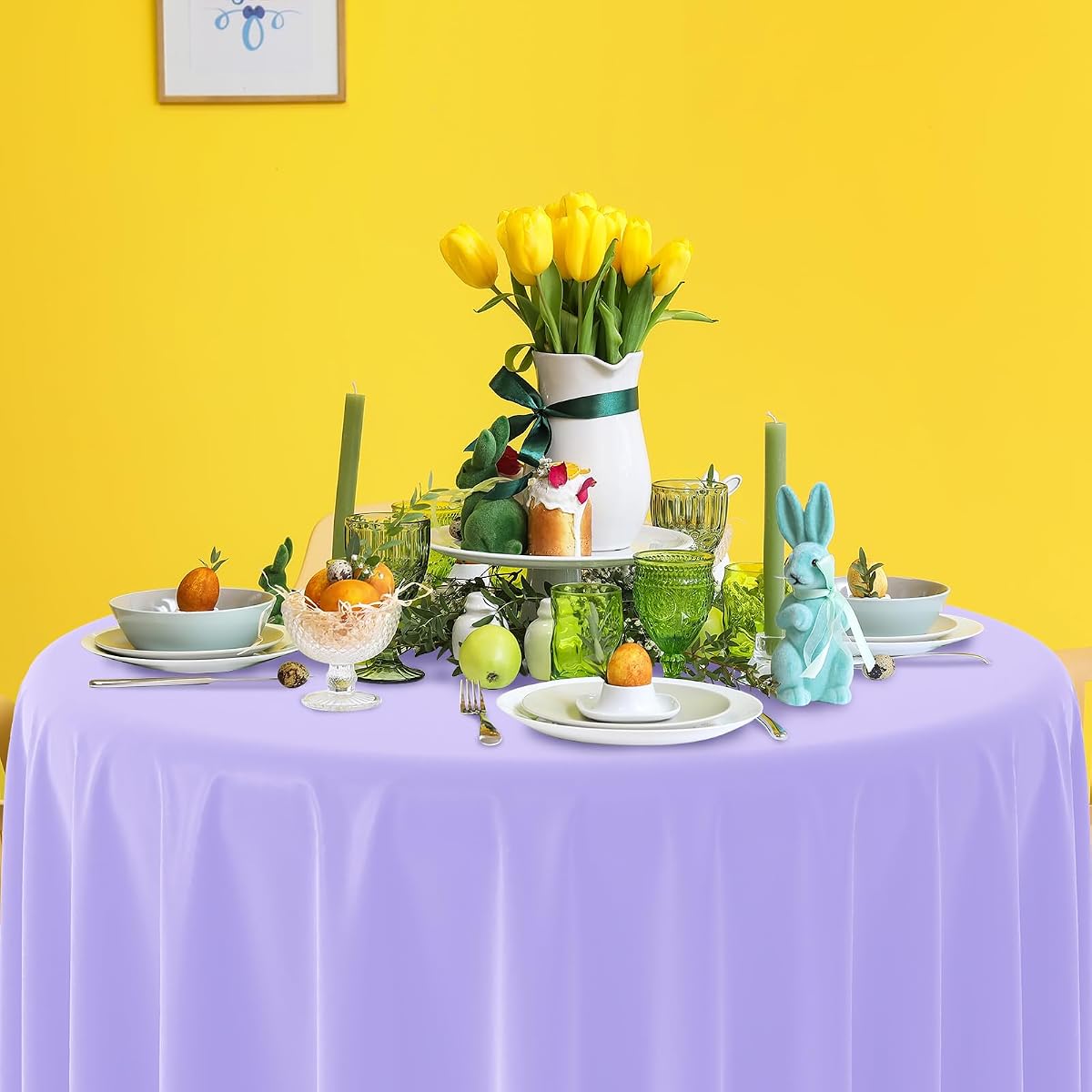 Pastel and Mix Color Round Tablecloth, 84 inch round, 12 pack view 4