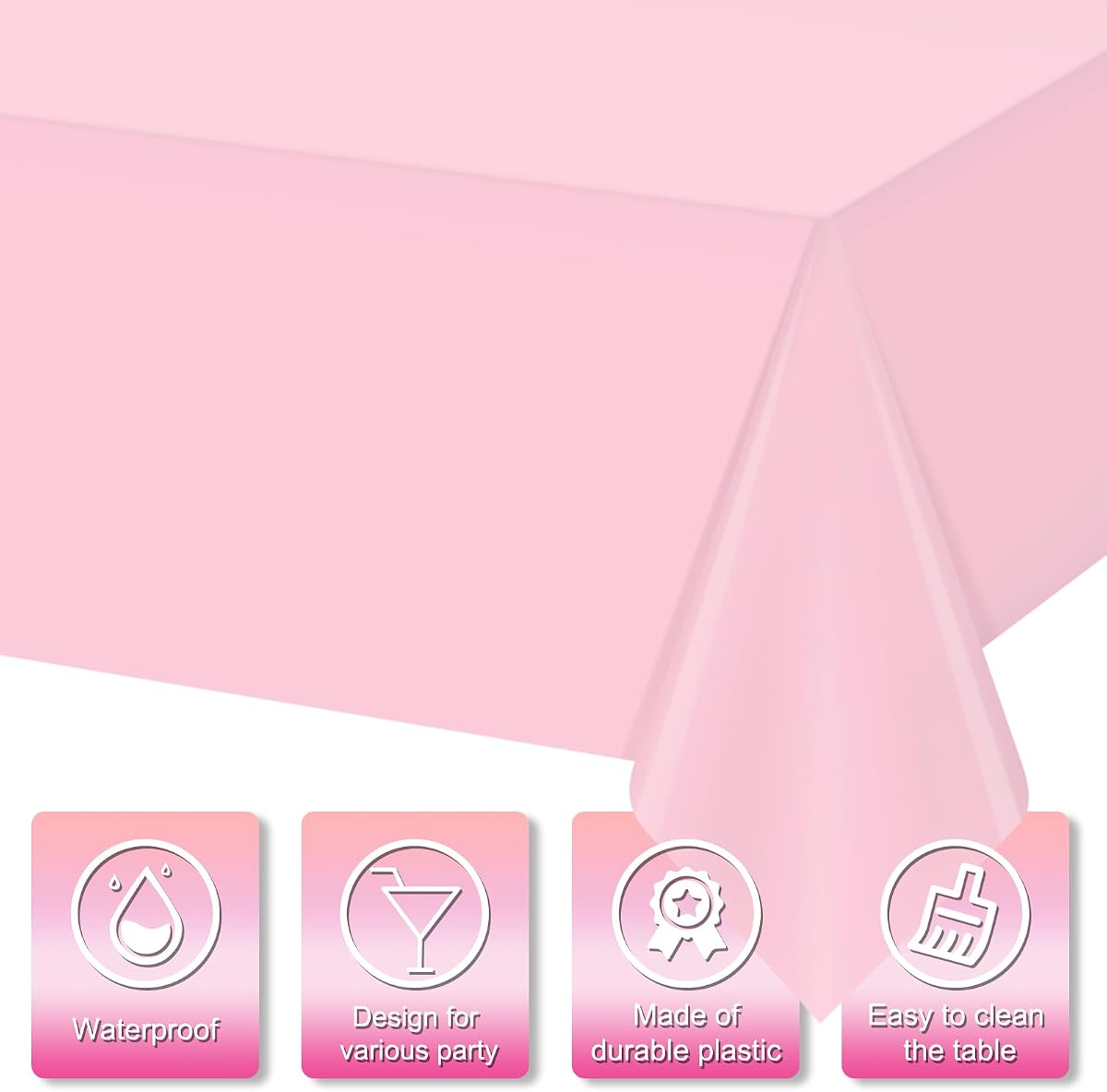 Pastel and Pink Rectangle Tablecloth, 54 x 108 inch, 12 pack view 3