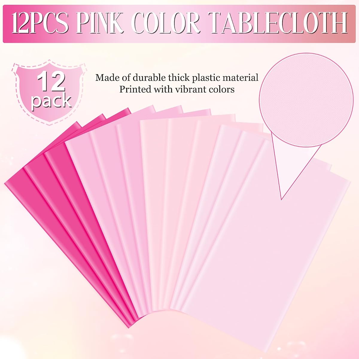 Pastel and Pink Rectangle Tablecloth, 54 x 108 inch, 12 pack view 4