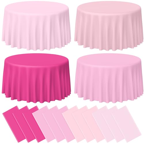 Pastel and Pink Round Tablecloth, 84 inch round, 12 pack