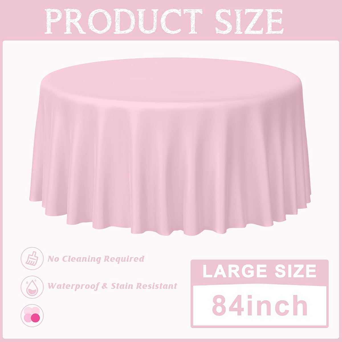 Pastel and Pink Round Tablecloth, 84 inch round, 12 pack view 2