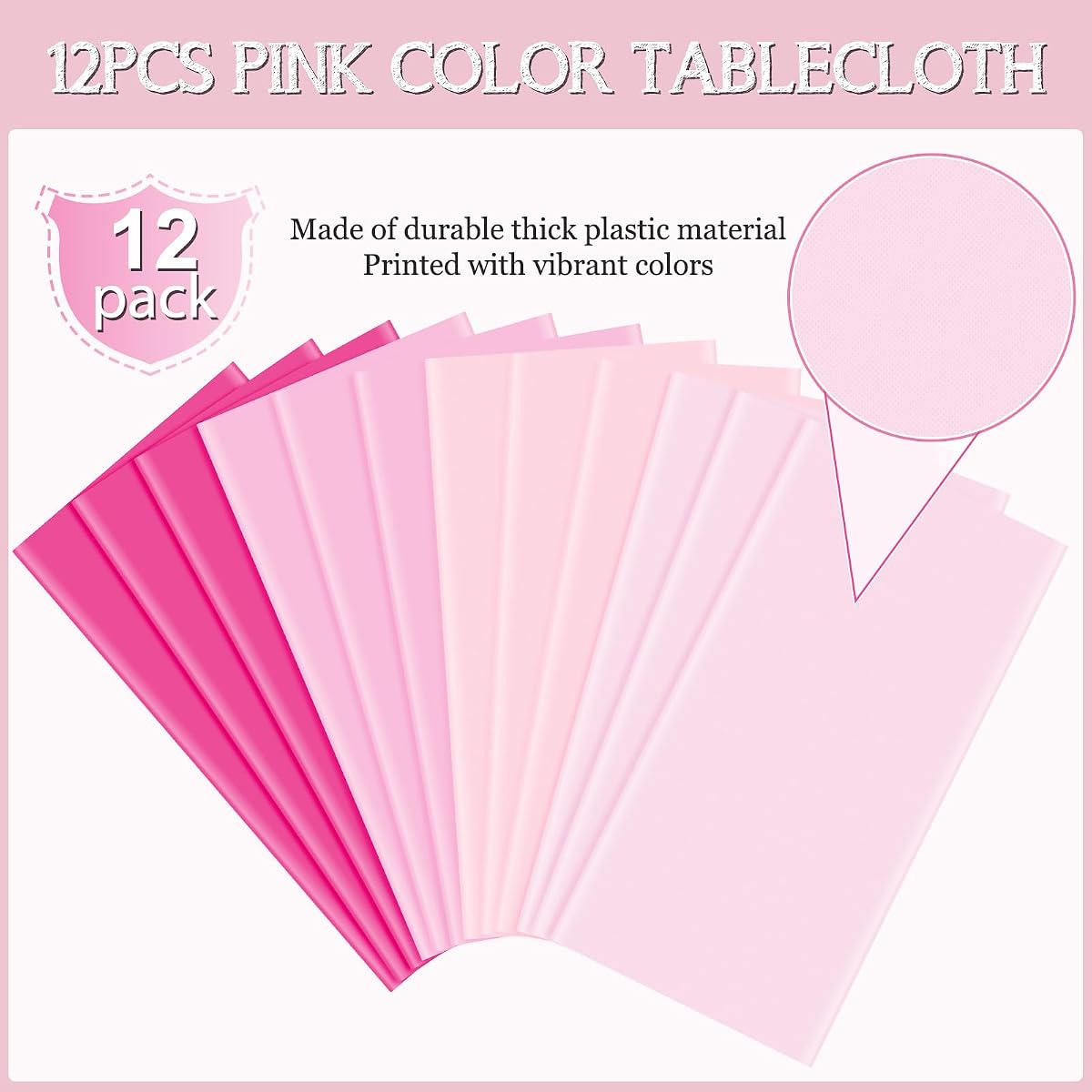 Pastel and Pink Round Tablecloth, 84 inch round, 12 pack view 3