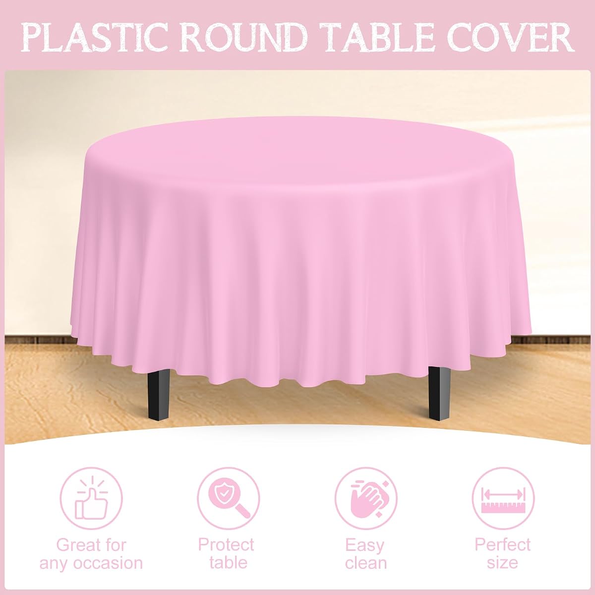 Pastel and Pink Round Tablecloth, 84 inch round, 12 pack view 4