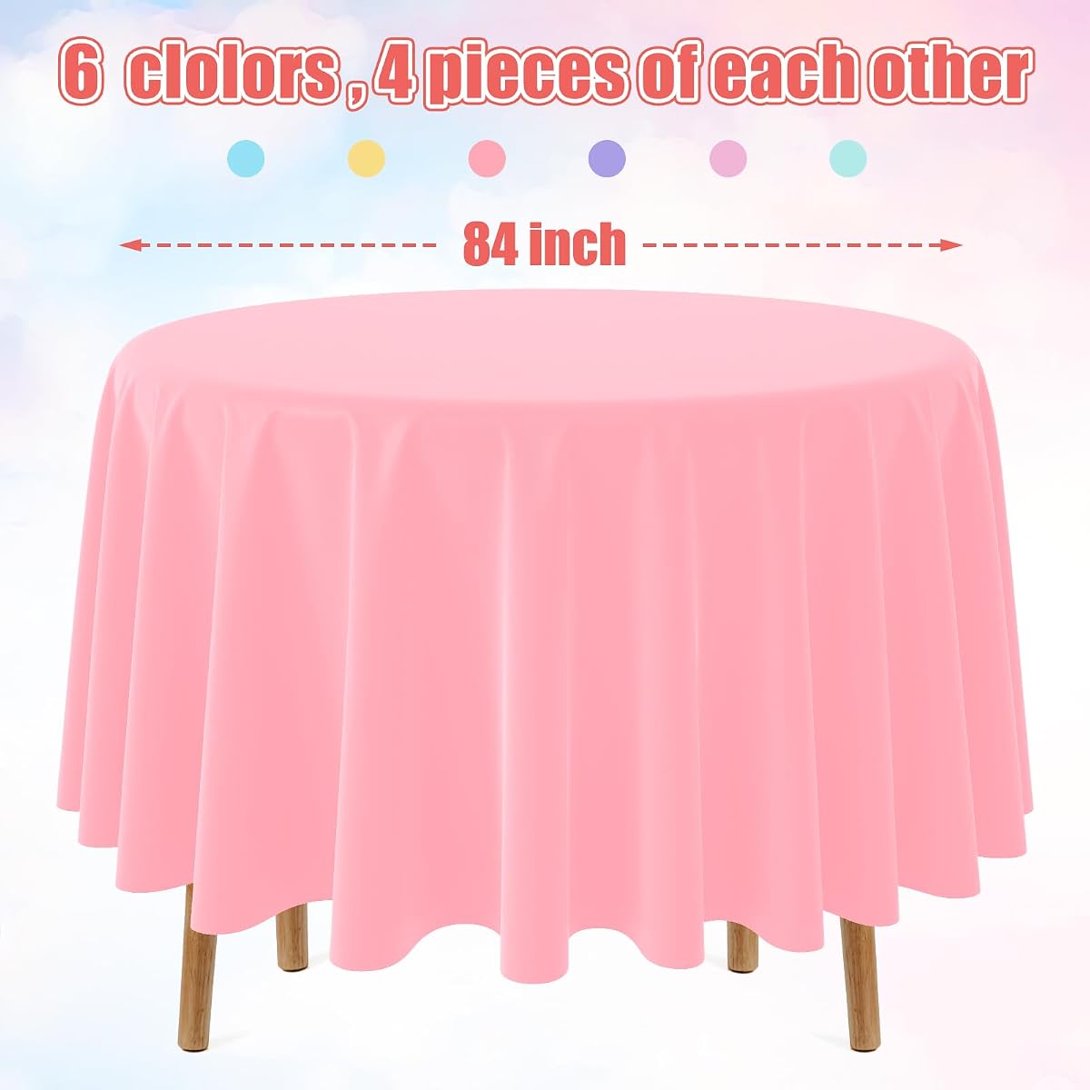 Pastel and Rainbow Round Tablecloth Q4JB, 84 inch round, 24 pack view 2