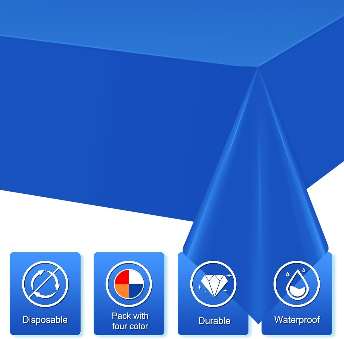 Paw Print Blue and Red Rectangle Tablecloth, 54 x 108 inch, 12 pack view 3