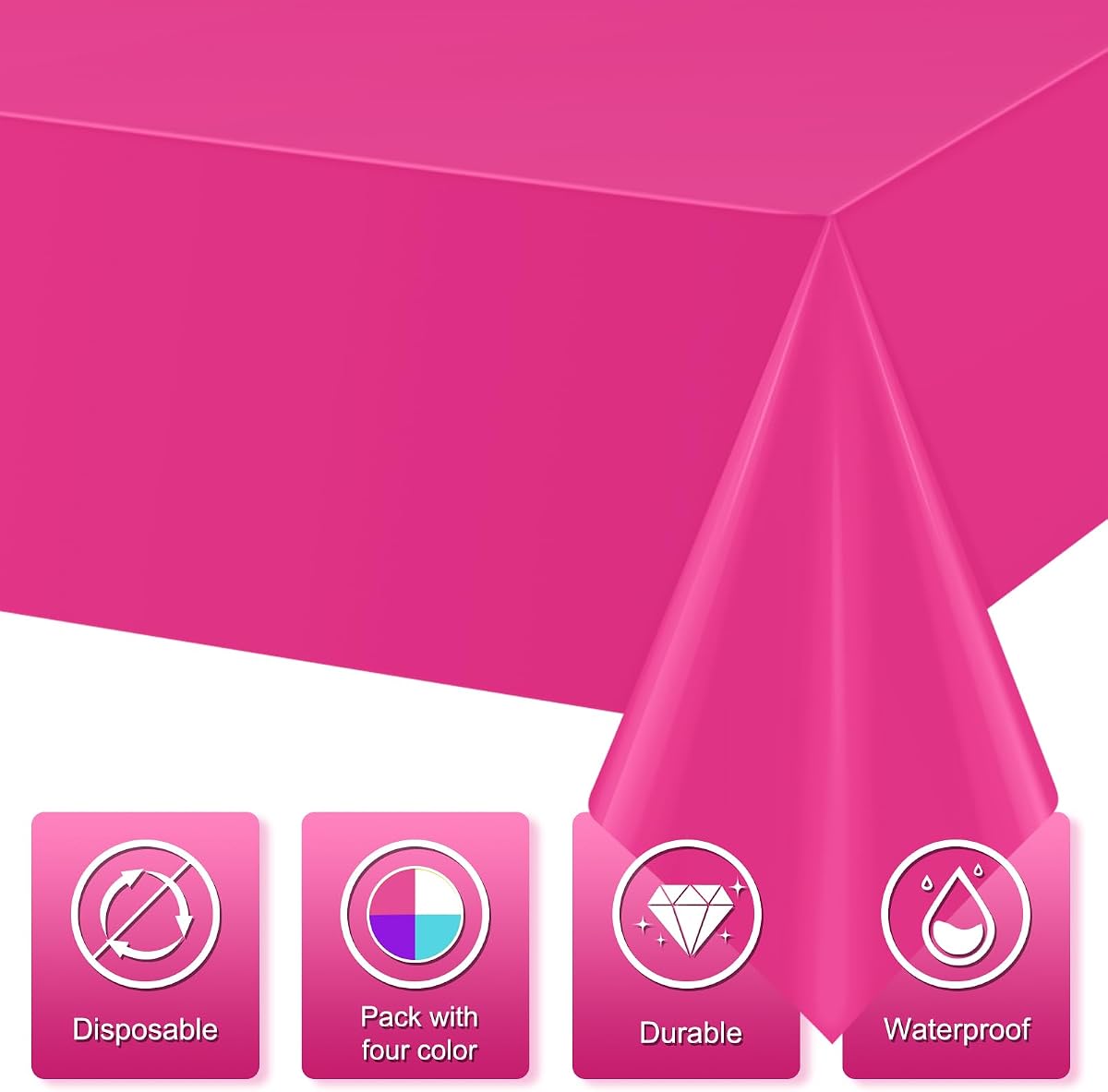 Paw Print Purple and Pink Rectangle Tablecloth, 54 x 108 inch, 4 pack view 3