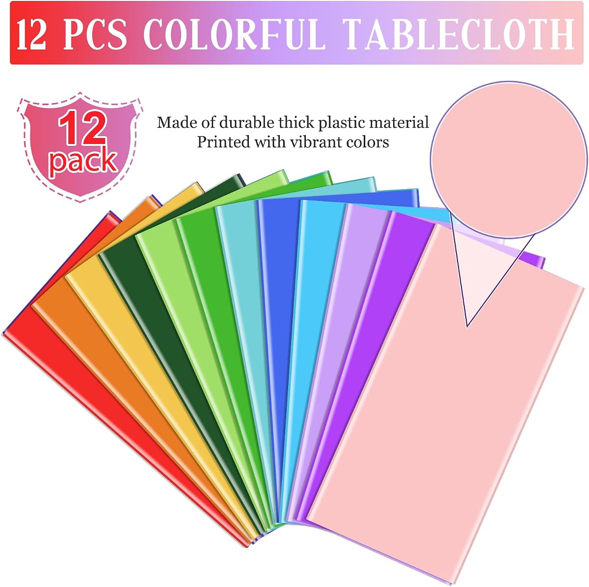 Rainbow and Mix Color Rectangle Tablecloth, 54 x 108 inch, 12 pack view 4