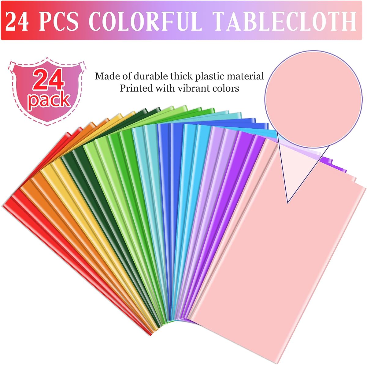 Rainbow and Mix Color Rectangle Tablecloth, 54 x 108 inch, 24 pack view 4