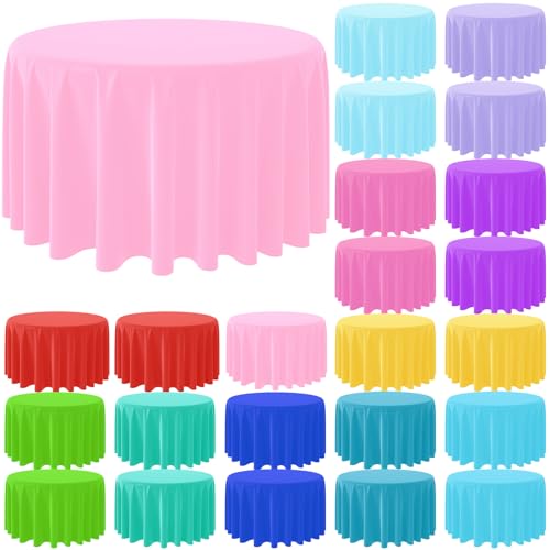 Rainbow and Mix Color Round Tablecloth, 84 inch round, 24 pack