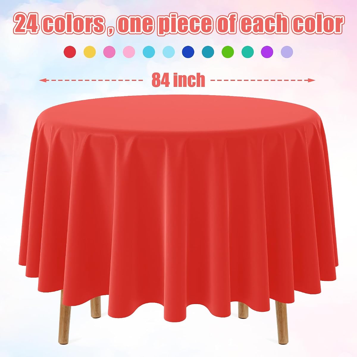 Rainbow and Mix Color Round Tablecloth, 84 inch round, 24 pack view 2