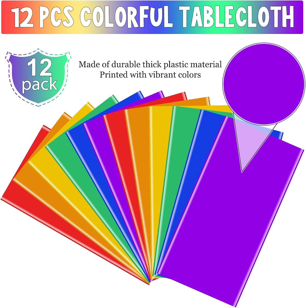 Rainbow Rectangle Tablecloth, 54 x 108 inch, 12 pack view 4
