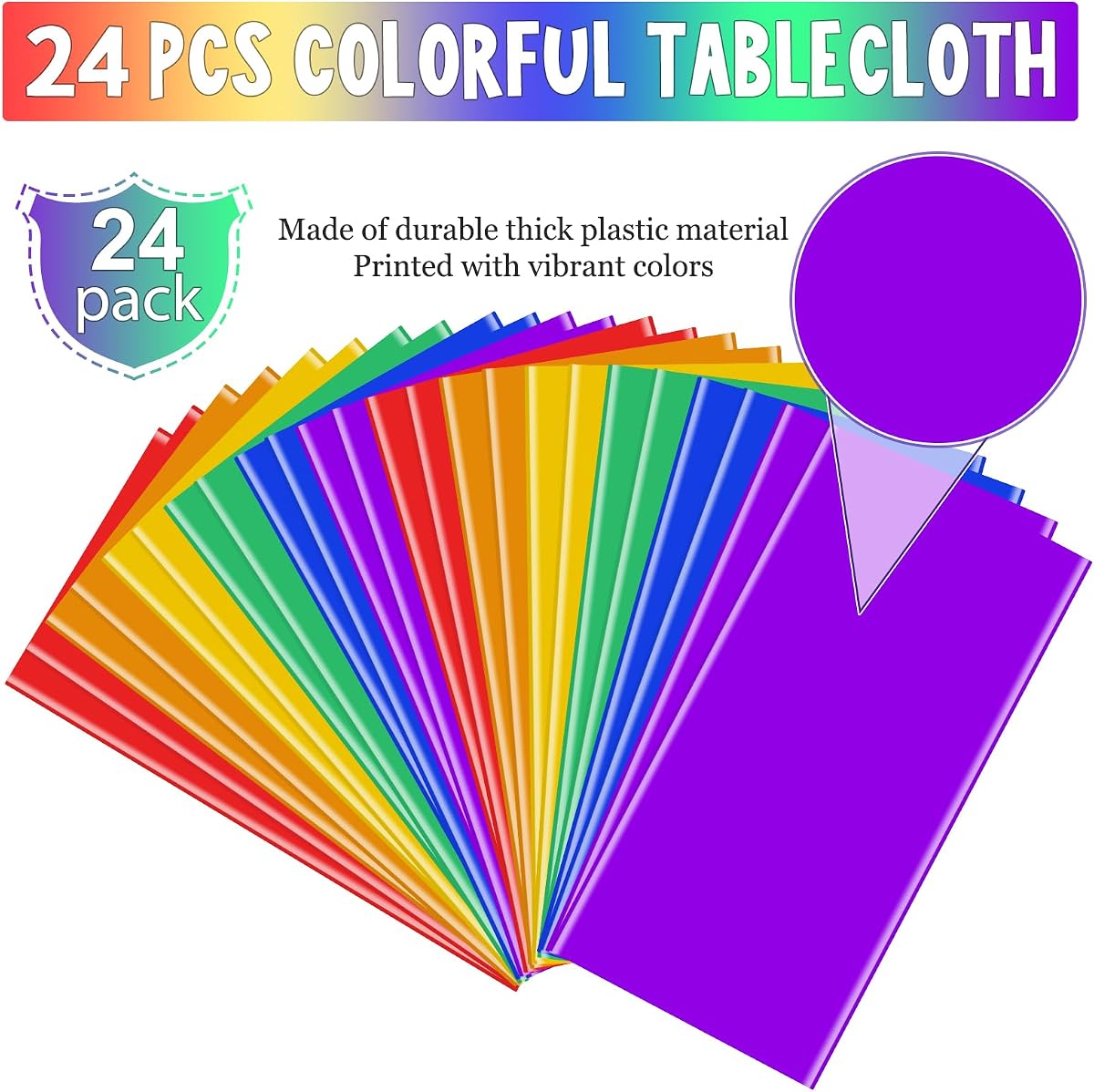 Rainbow Rectangle Tablecloth, 54 x 108 inch, 24 pack view 2