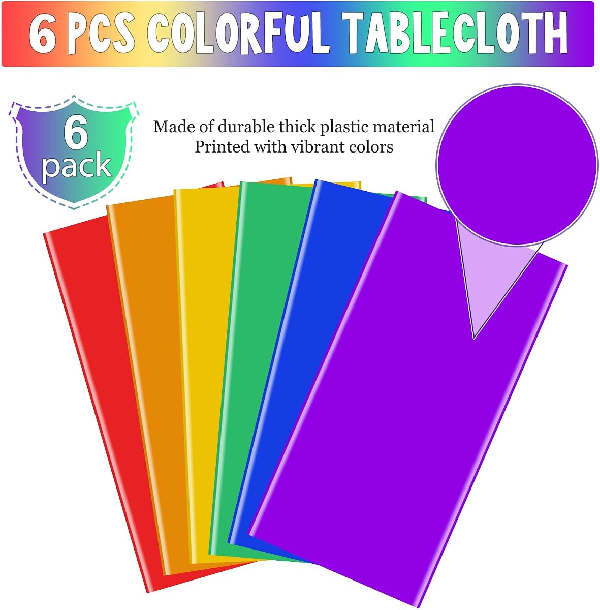 Rainbow Rectangle Tablecloth, 54 x 108 inch, 6 pack view 4