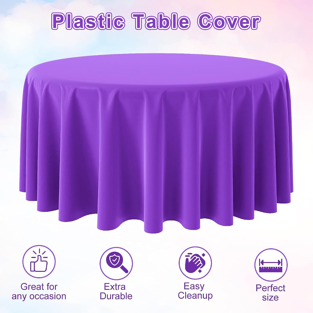 Rainbow Round Tablecloth, 84 inch round, 6 pack view 3