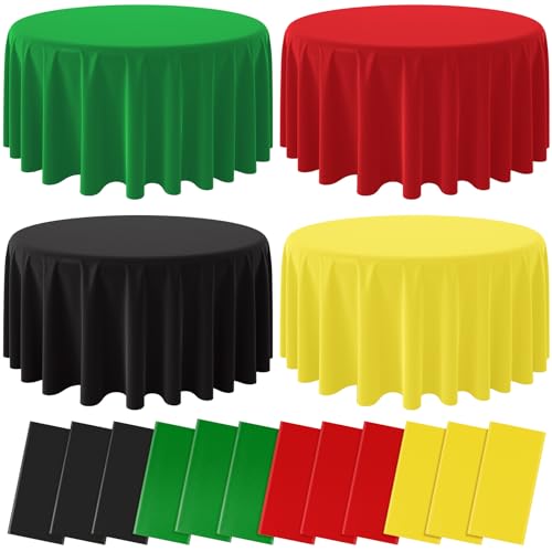 Red and Green Round Tablecloth, 84 inch round, 12 pack
