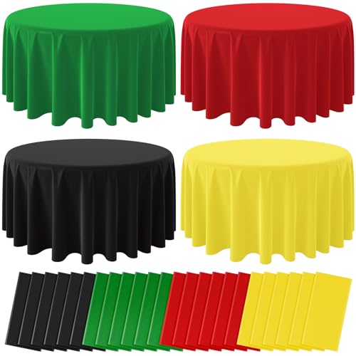 Red and Green Round Tablecloth, 84 inch round, 24 pack