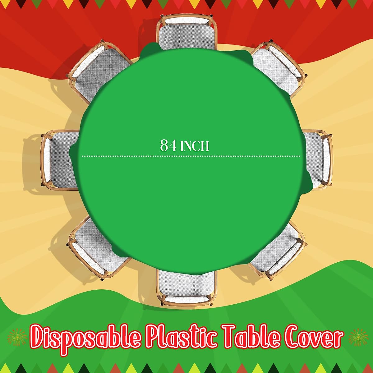 Red and Green Round Tablecloth, 84 inch round, 24 pack view 2