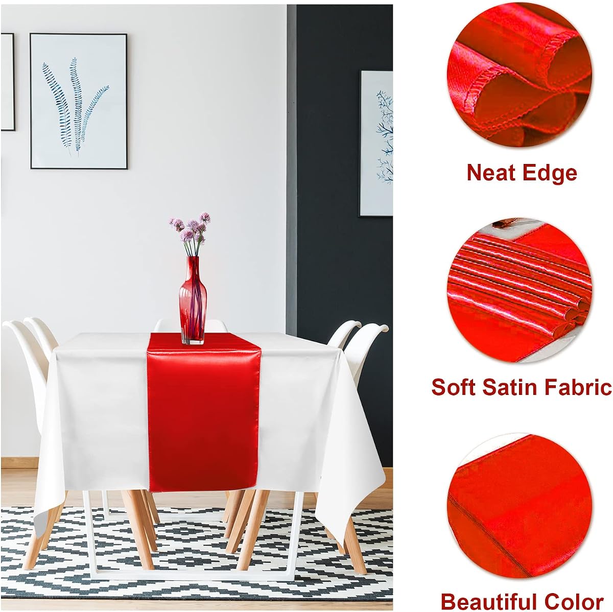 Red and White Tablecloth and Runner Set, 54 x 108 inch, 12 pack view 3
