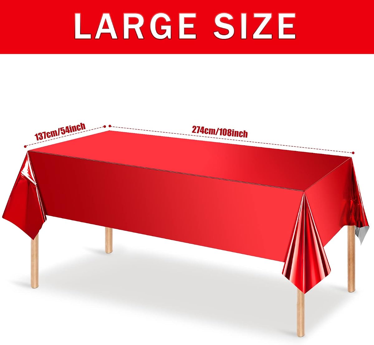 Red Rectangle Tablecloth, 54 x 108 inch, 12 pack view 2