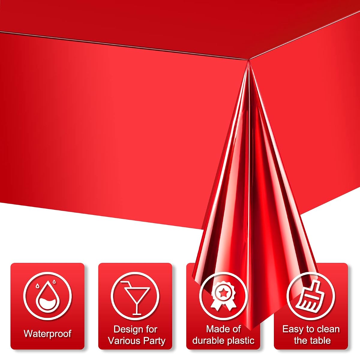Red Rectangle Tablecloth, 54 x 108 inch, 12 pack view 3