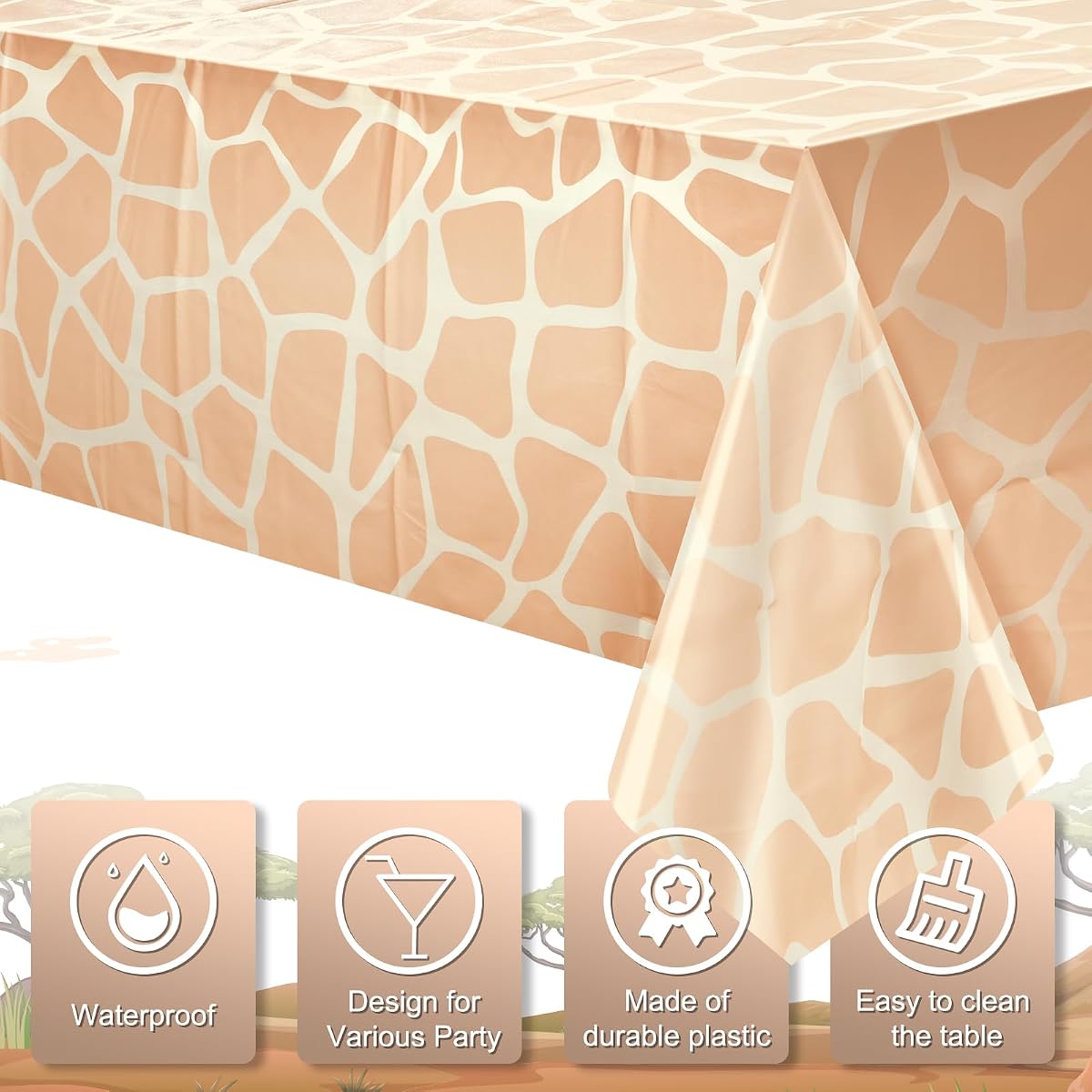 Safari Rectangle Tablecloth, 4 pack view 3
