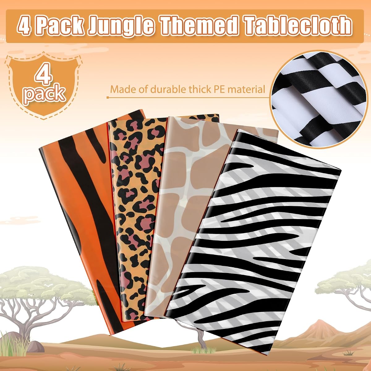 Safari Rectangle Tablecloth, 4 pack view 4