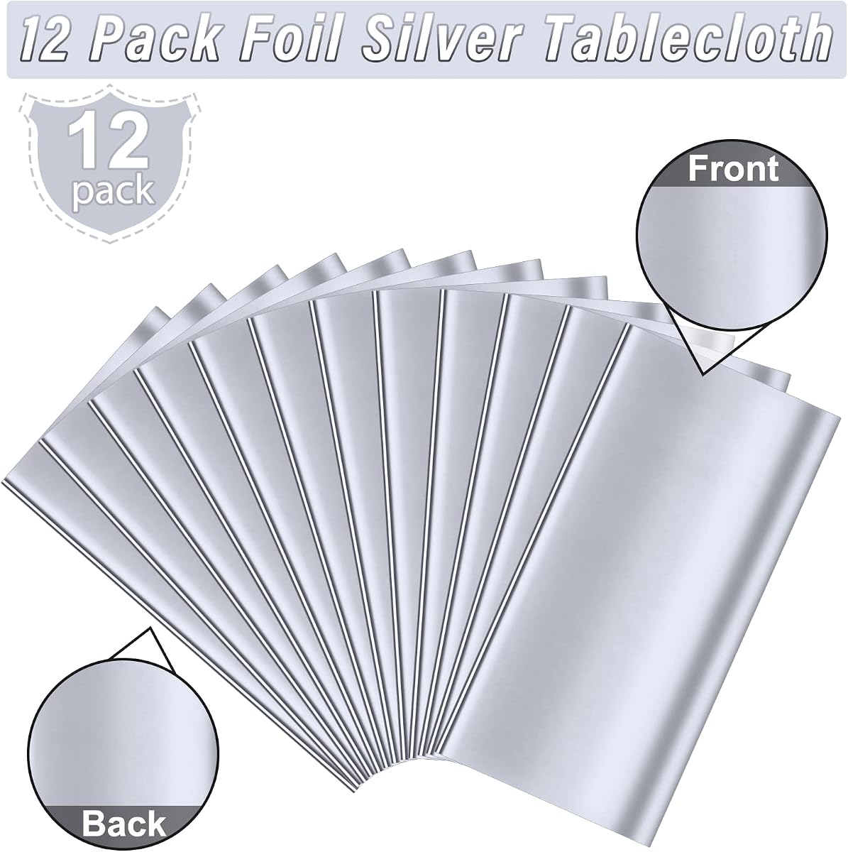 Silver Rectangle Tablecloth, 54 x 108 inch, 12 pack view 4