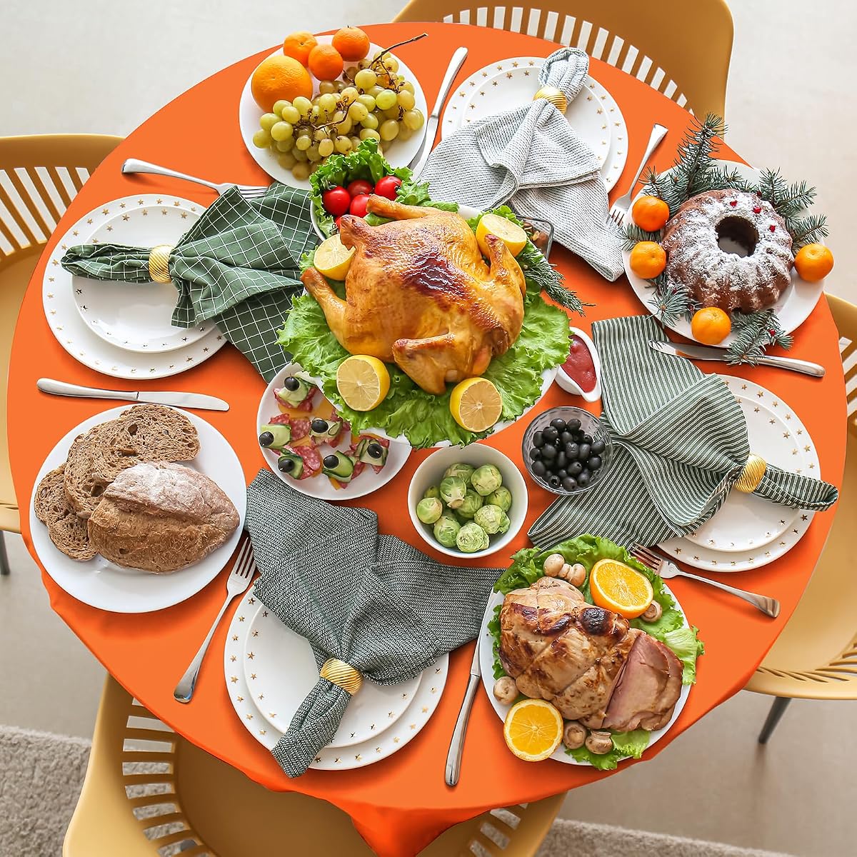 Thanksgiving Round Tablecloth, 84 inch round, 12 pack view 4