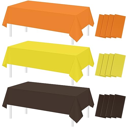 Thanksgiving Yellow and Orange Rectangle Tablecloth, 54 x 108 inch, 12 pack
