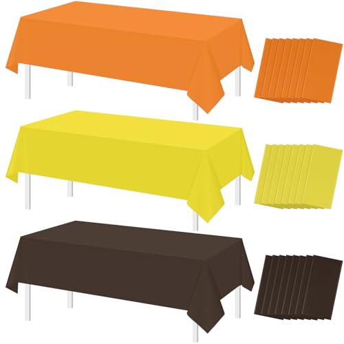 Thanksgiving Yellow and Orange Rectangle Tablecloth, 54 x 108 inch, 24 pack