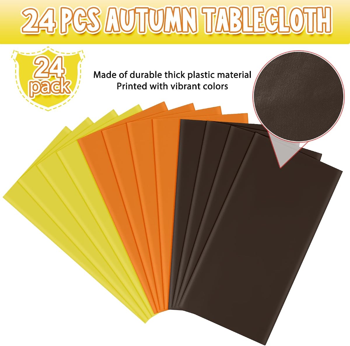 Thanksgiving Yellow and Orange Rectangle Tablecloth, 54 x 108 inch, 24 pack view 4