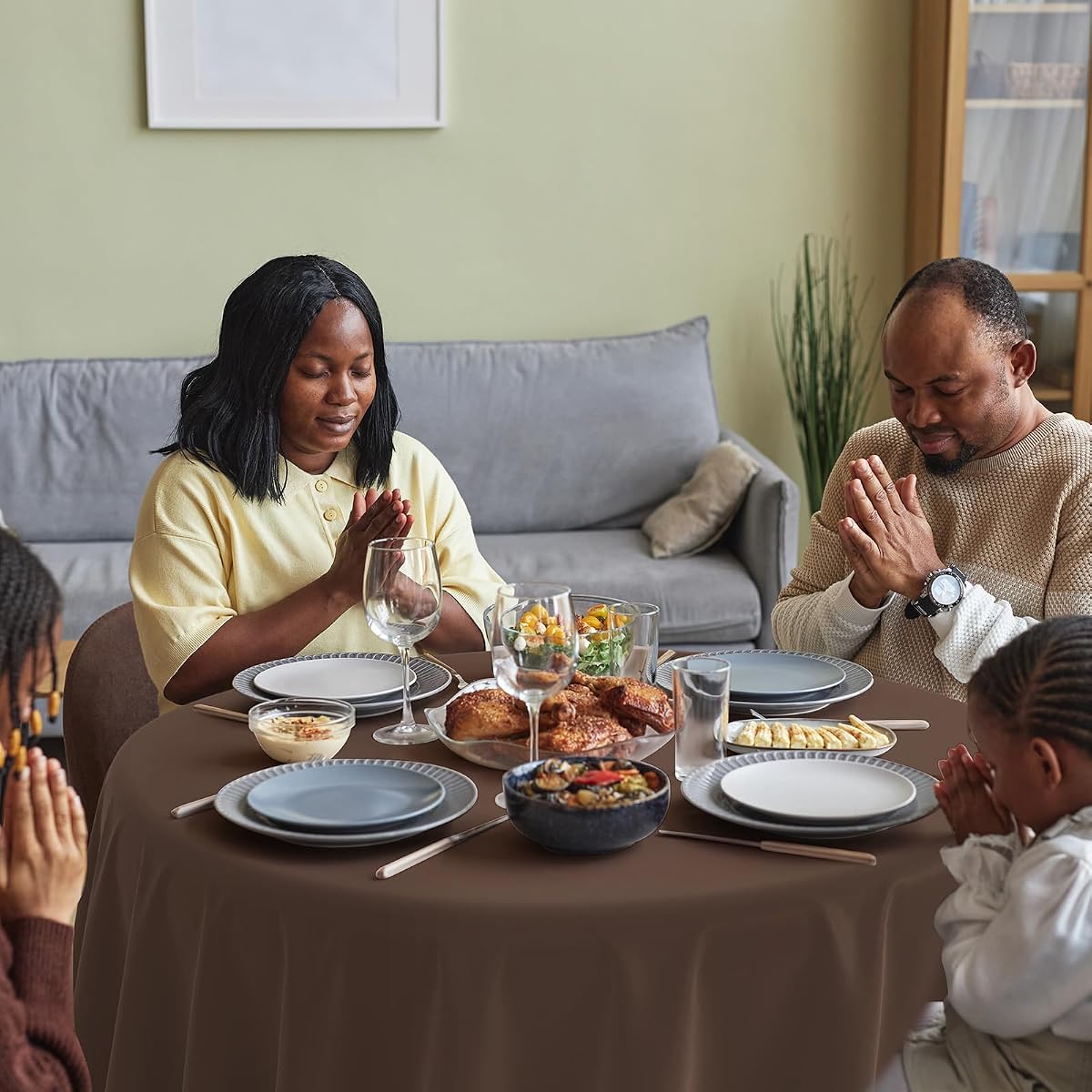 Thanksgiving Yellow and Orange Round Tablecloth, 84 inch round, 12 pack view 4
