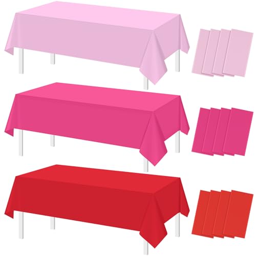Valentines Red and Pink Rectangle Tablecloth, 54 x 108 inch, 12 pack