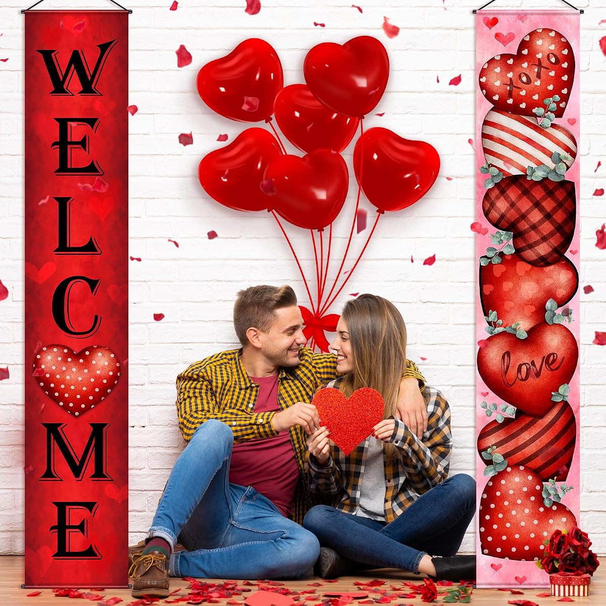 Valentines Red Banner, 12 x 71 inch view 4