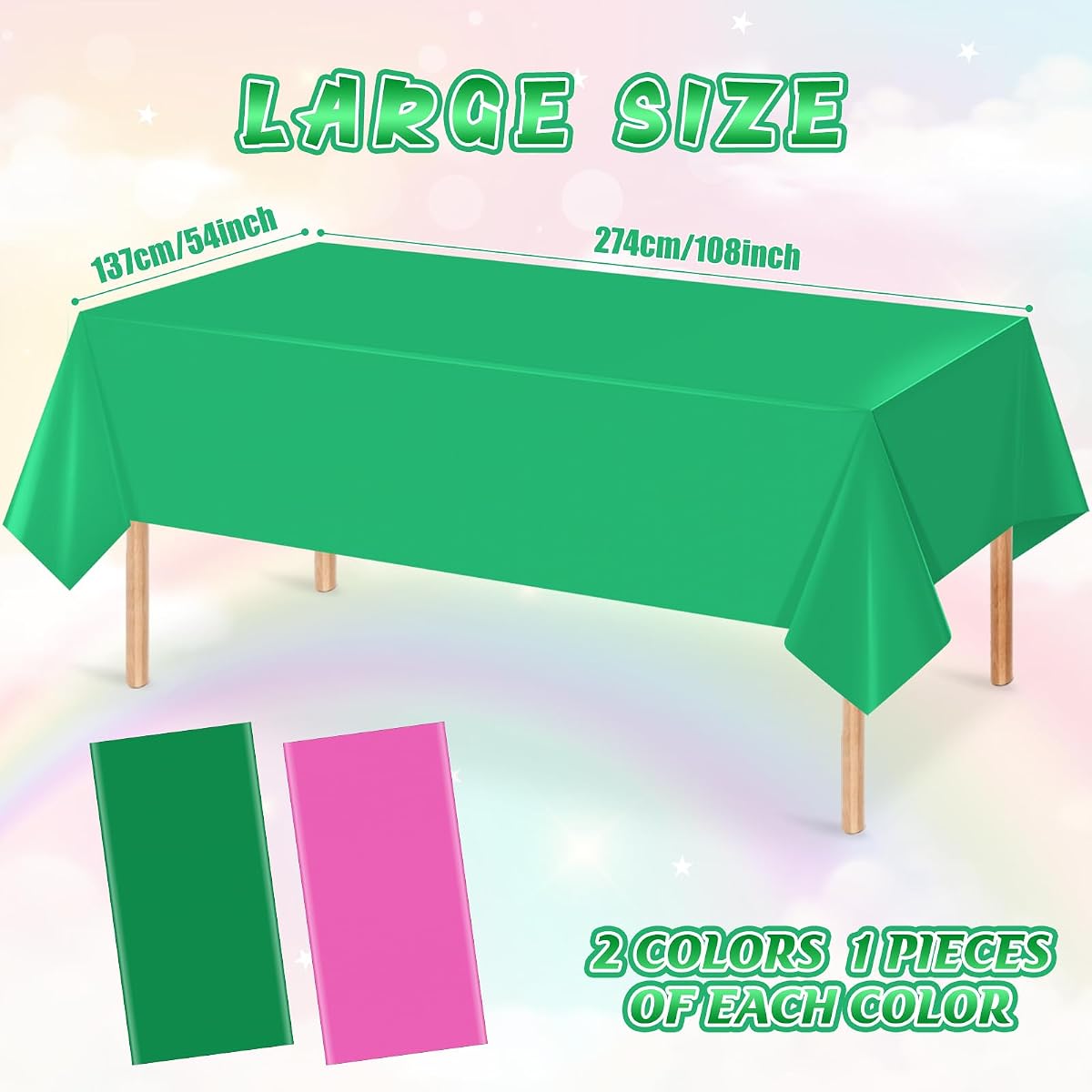 Witch Pink and Green Rectangle Tablecloth, 2 pack view 2